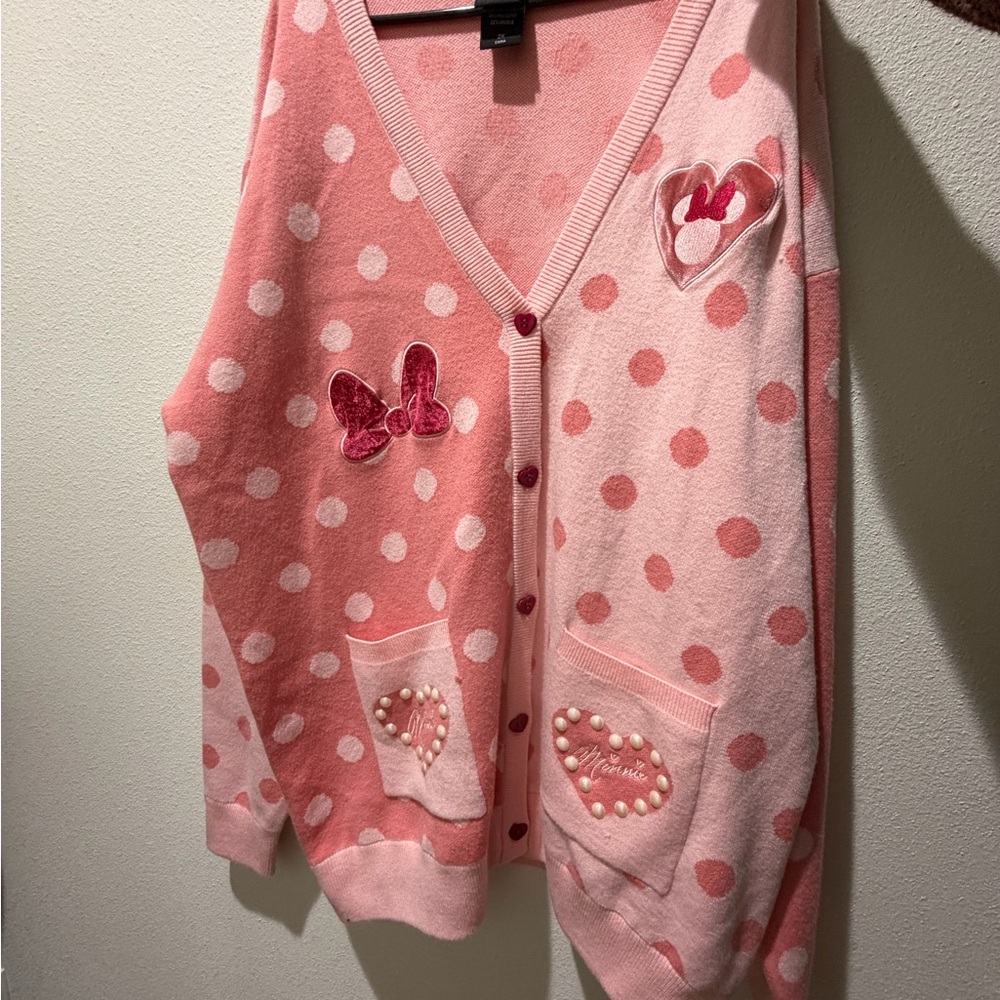 Disney Minnie Mouse Cardigan with Heart and Bow Accent Valentines